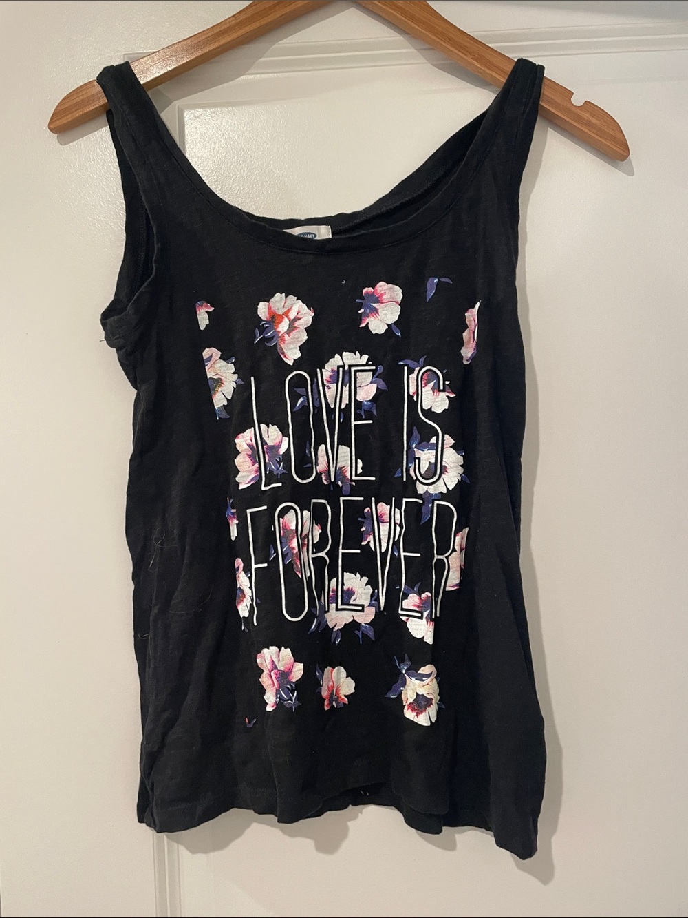 Old Navy Black Floral 'Love Is Forever' Graphic Tank small